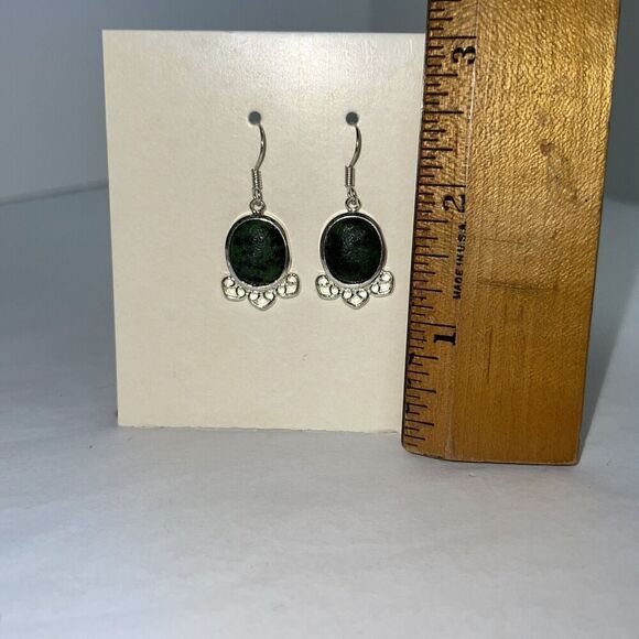 Zoisite Earrings, Sterling Silver Hand Carved Earrings, NWOT - Picture 5 of 7